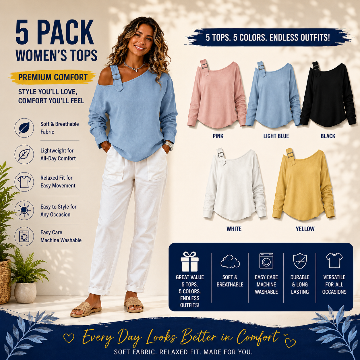 Women's Solid Color Elegant Off-Shoulder Long Sleeve Blouse