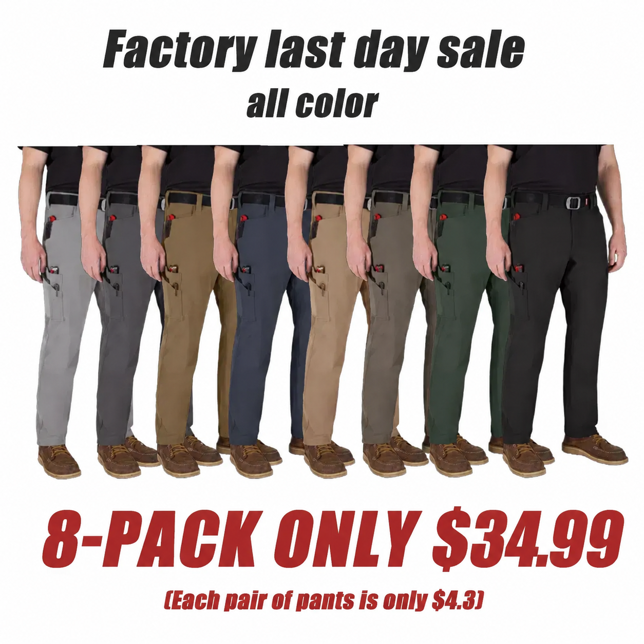 Men's 8-PACK FREEFLEX Tech Work Pants with 7 Pockets