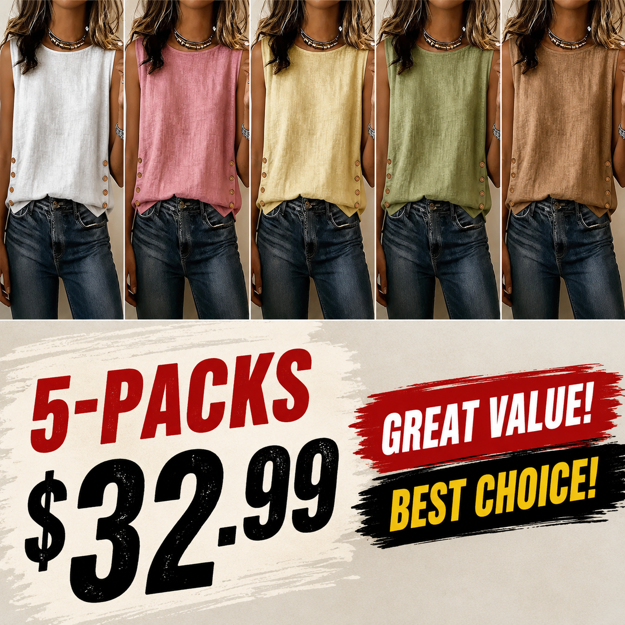 Chic Button-Detail Tank Top