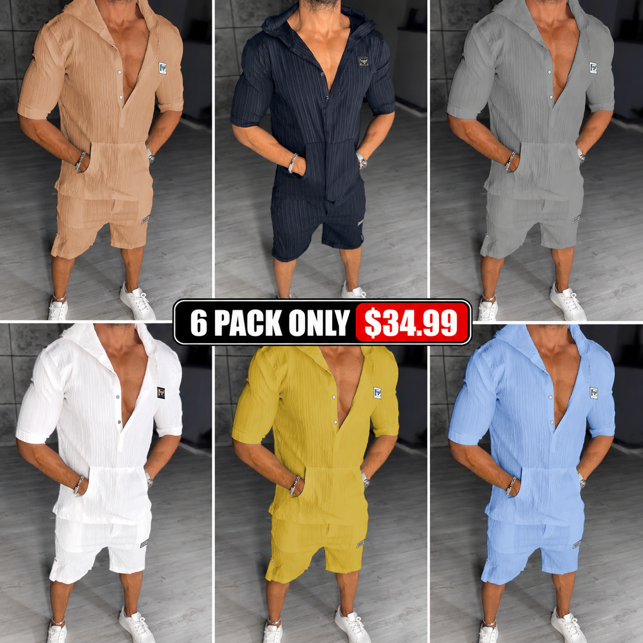 Men's casual hooded sports two piece set