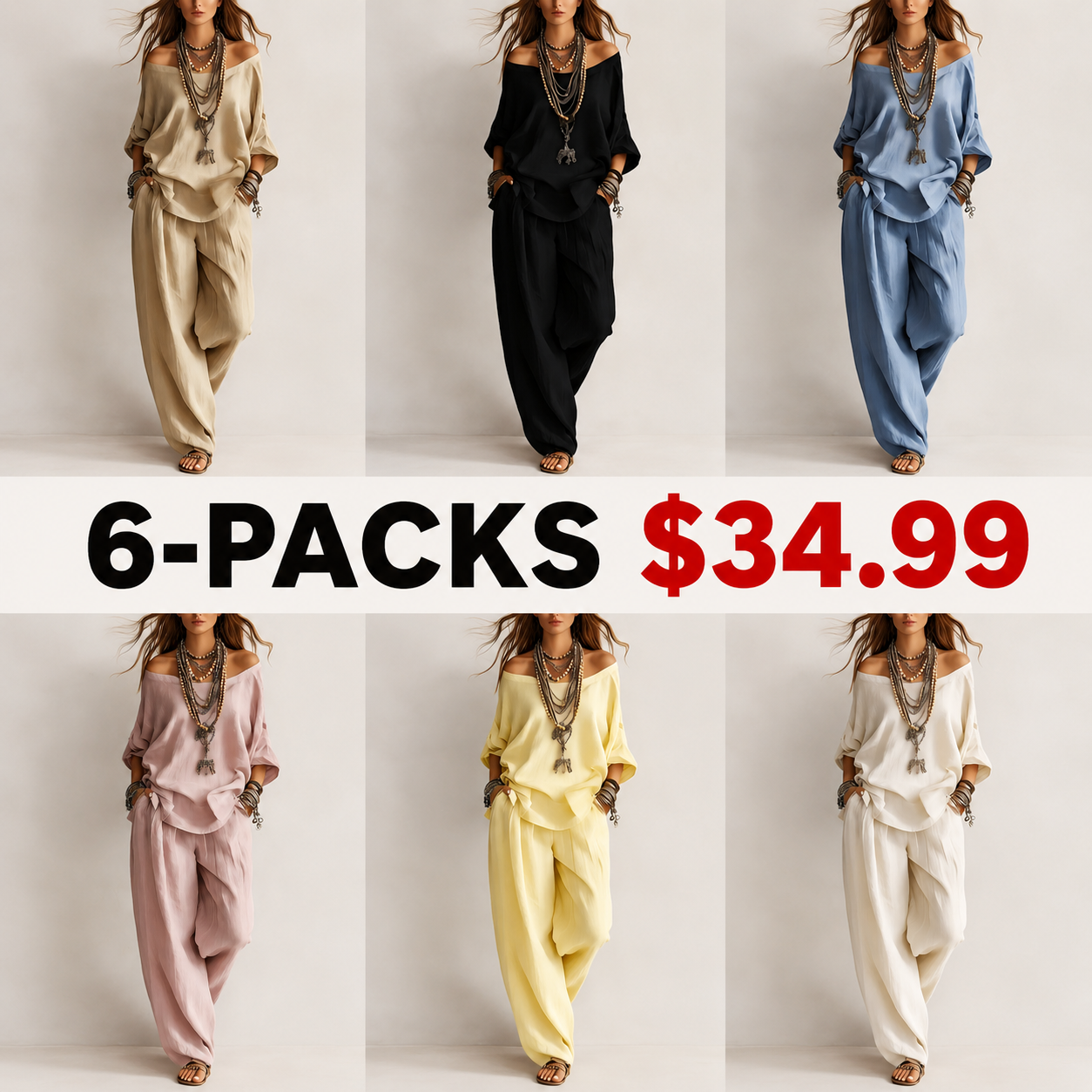 New Women's Cotton-Linen Set