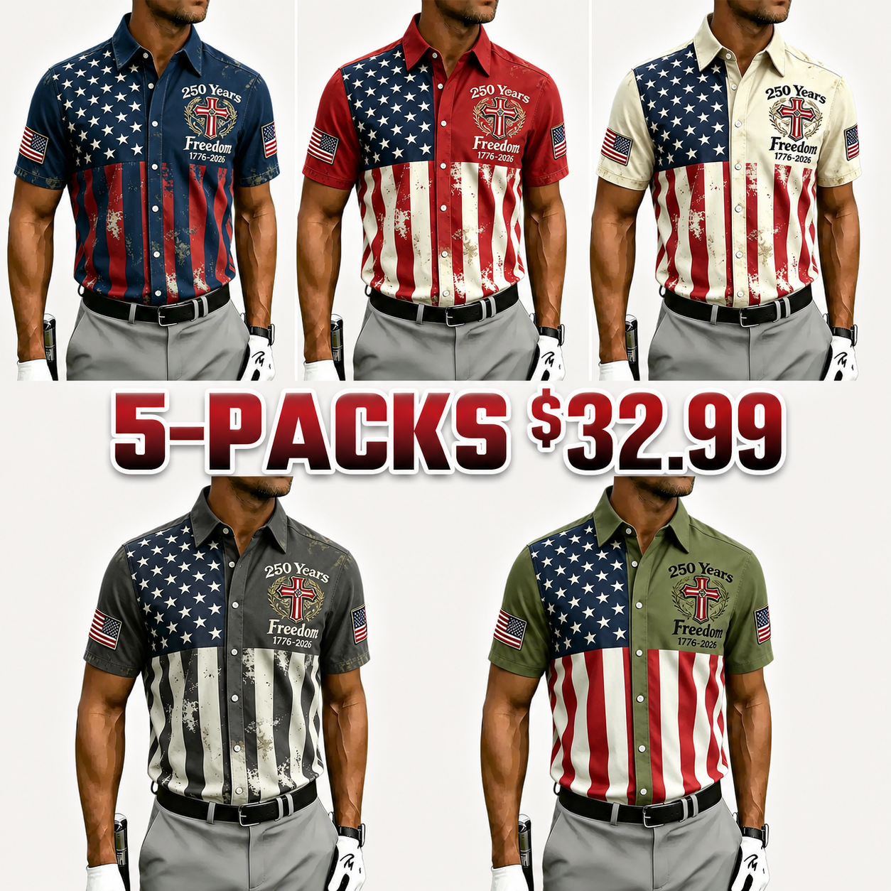 Men's America 250th Anniversary Art Print Casual T-Shirt