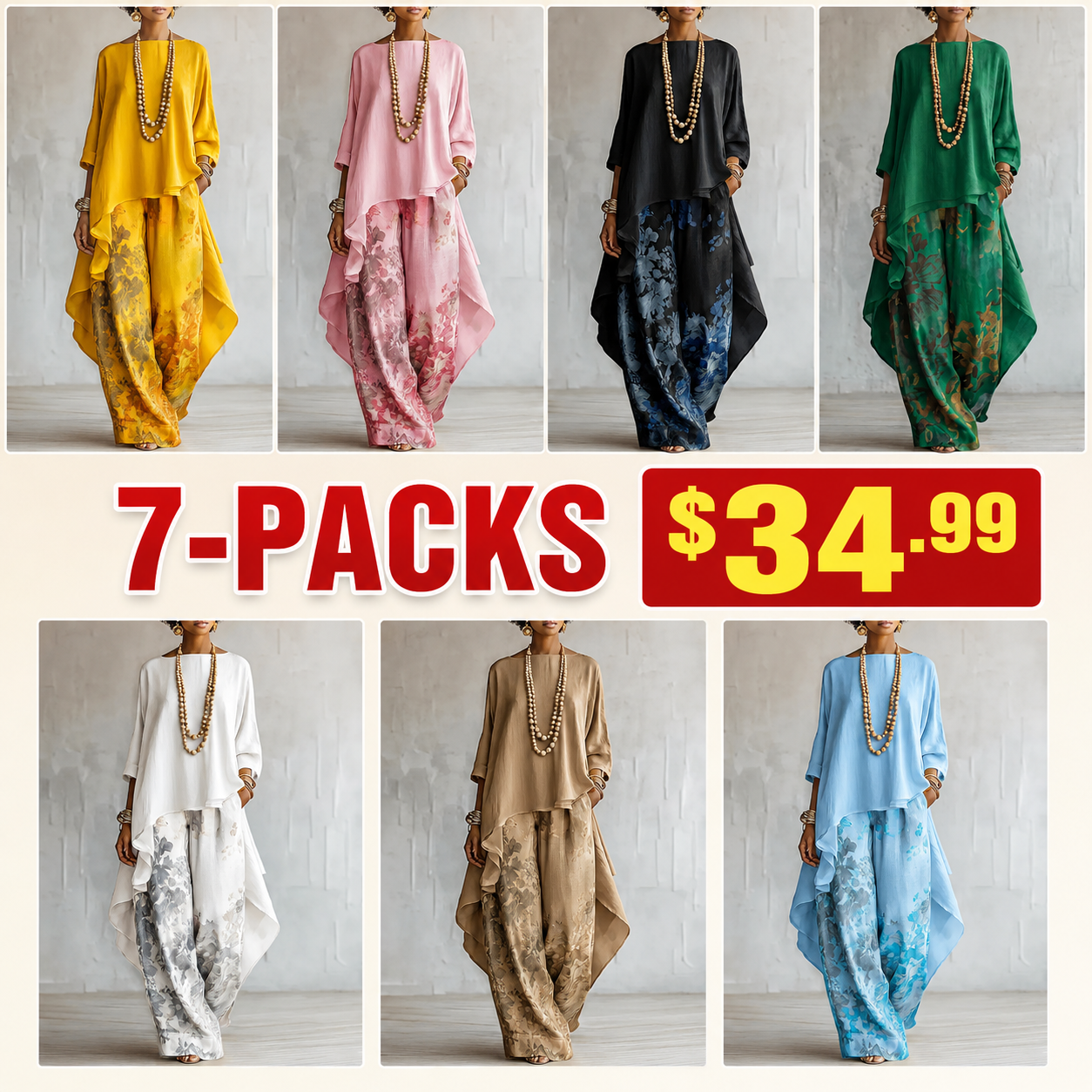Casual Cotton-Linen Floral Vacation Set