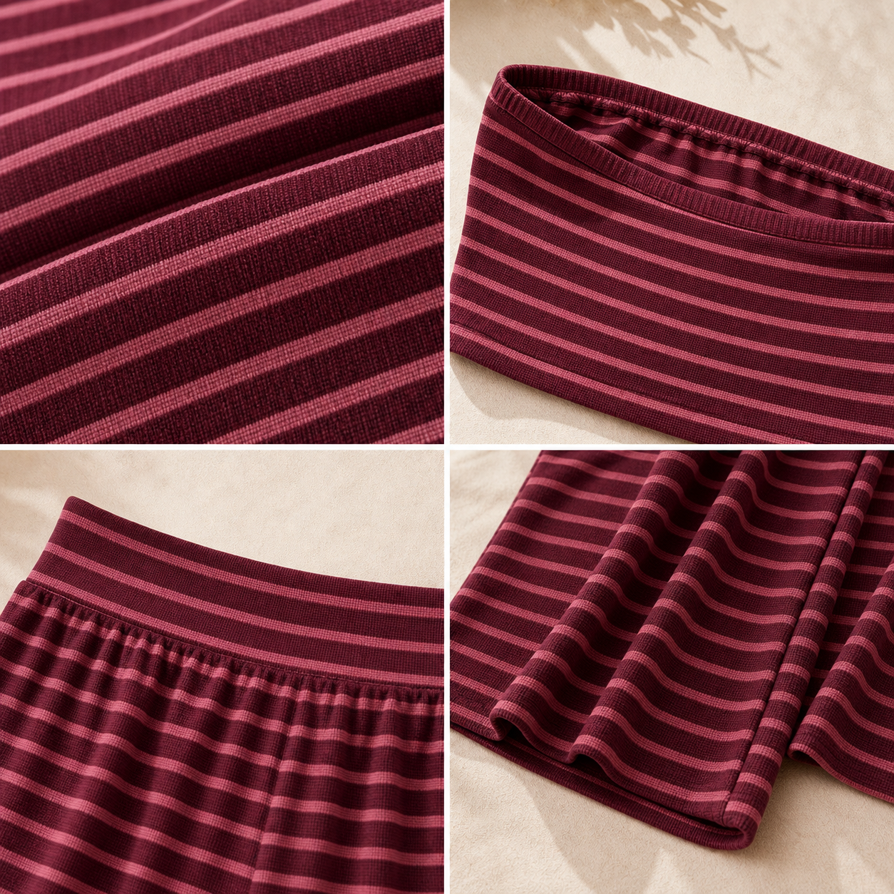 Women's Striped Strapless Crop Top and Wide-Leg Pants Two-Piece Set