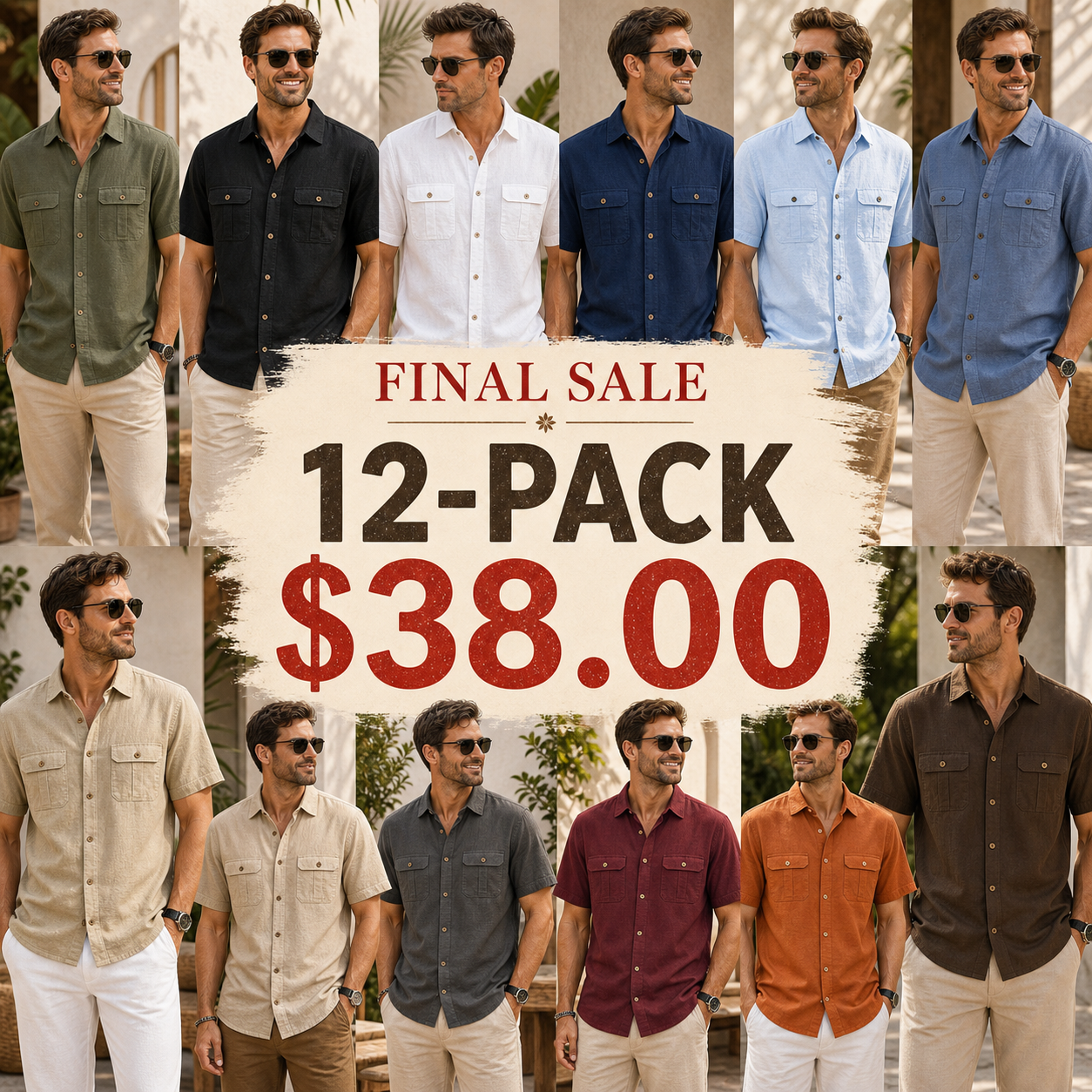 Men's Short Sleeve Linen-Blend Utility Shirt