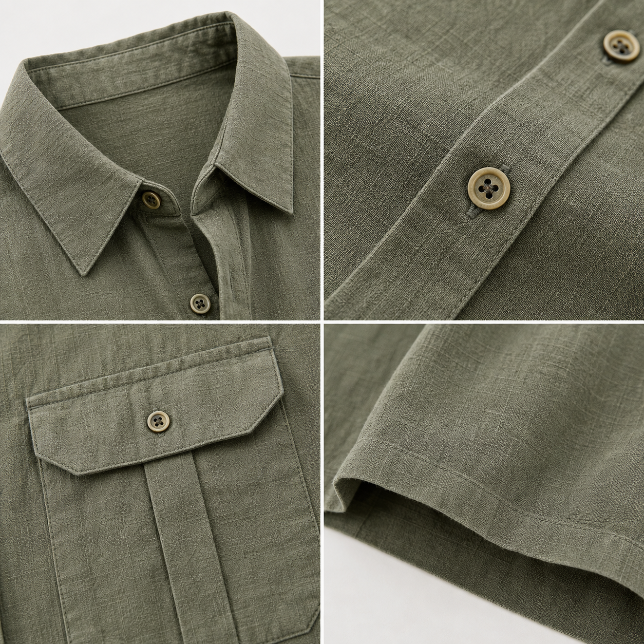 Men's Short Sleeve Linen-Blend Utility Shirt