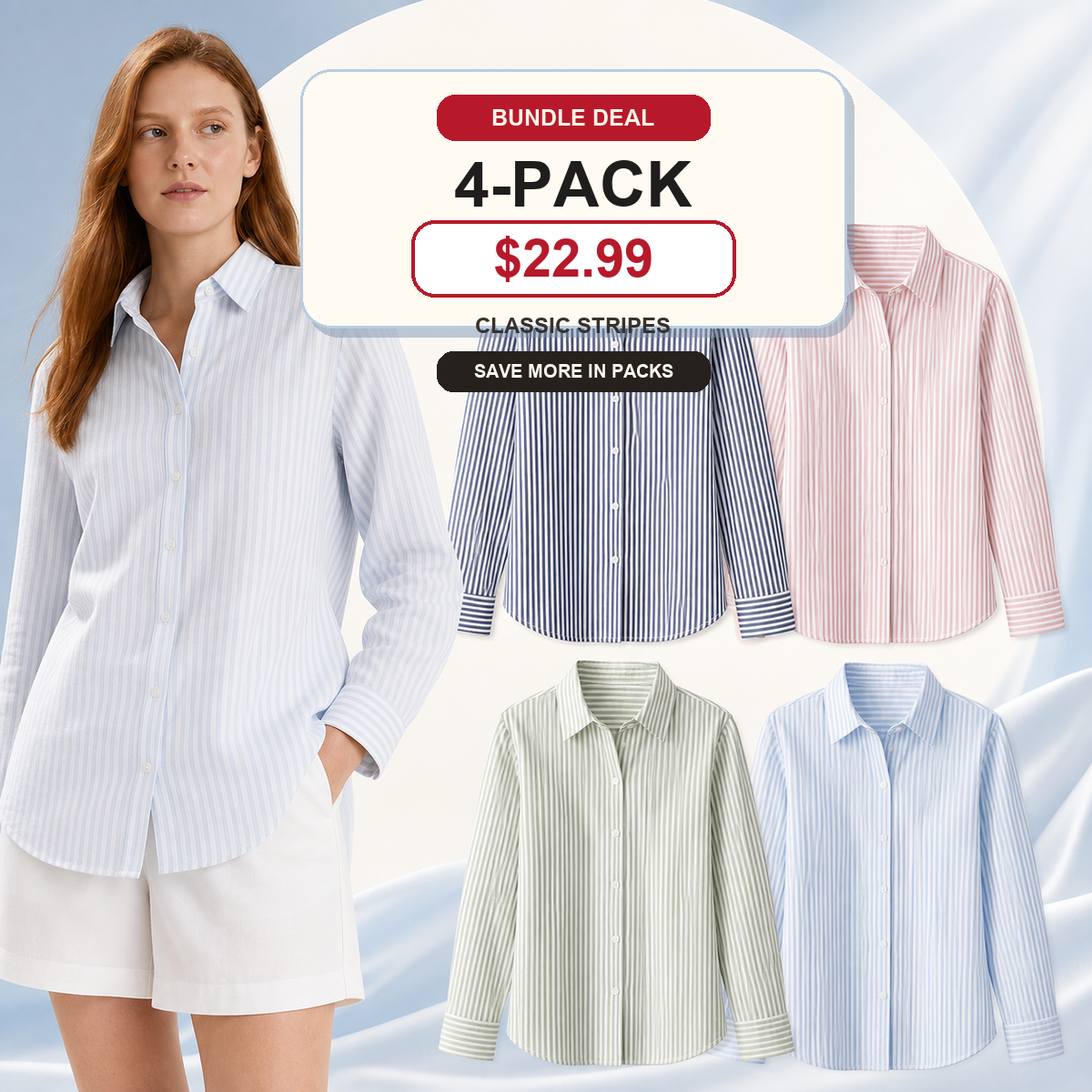Women's Striped Button-Up Long Sleeve Shirt