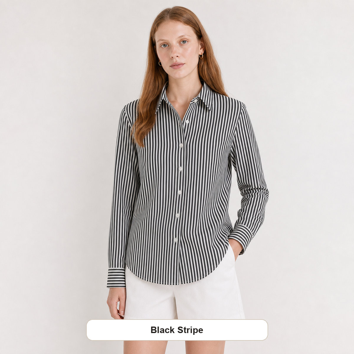 Women's Striped Button-Up Long Sleeve Shirt