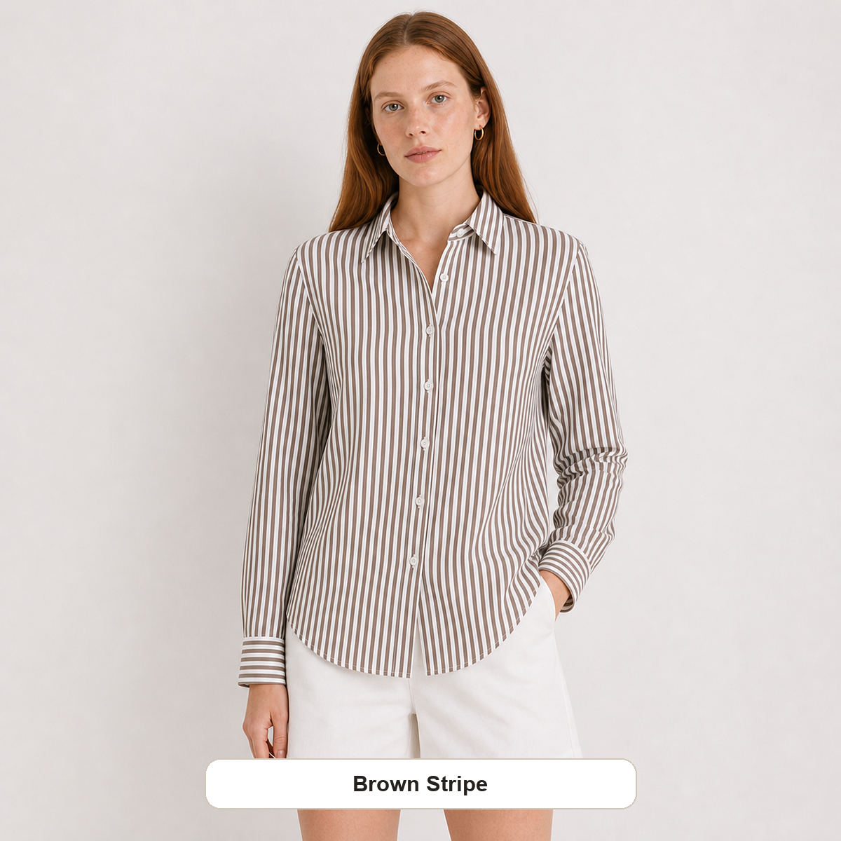 Women's Striped Button-Up Long Sleeve Shirt