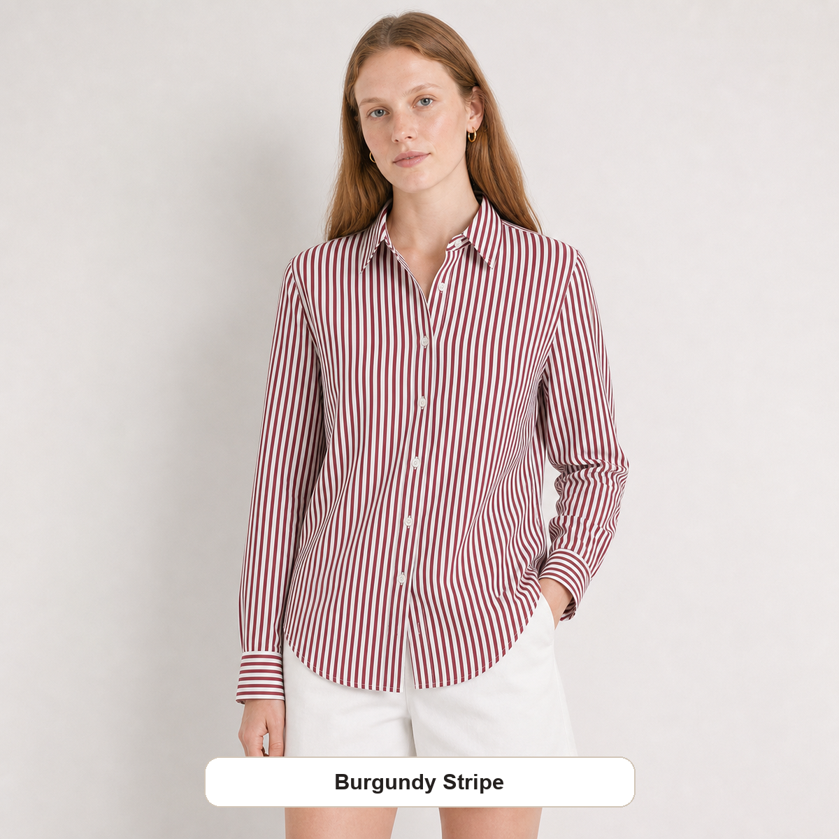 Women's Striped Button-Up Long Sleeve Shirt