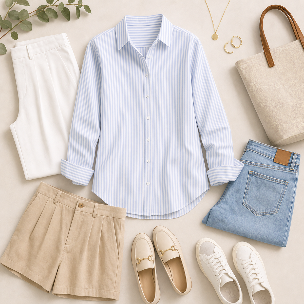 Women's Striped Button-Up Long Sleeve Shirt