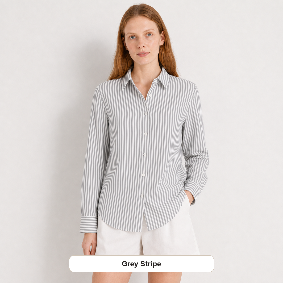 Women's Striped Button-Up Long Sleeve Shirt