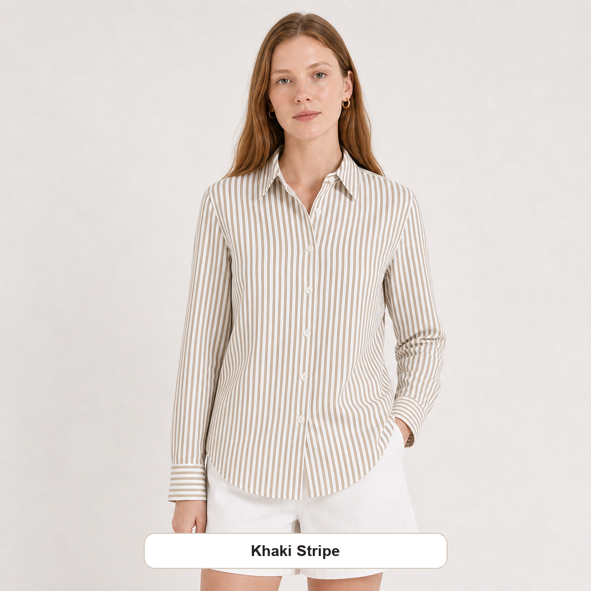 Women's Striped Button-Up Long Sleeve Shirt