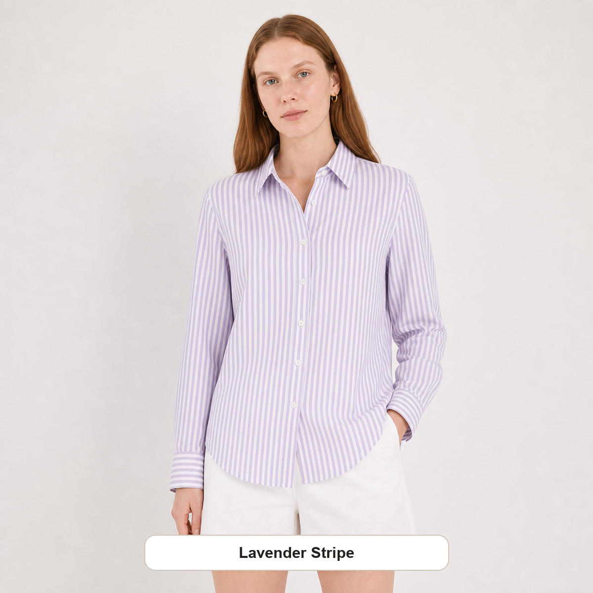 Women's Striped Button-Up Long Sleeve Shirt