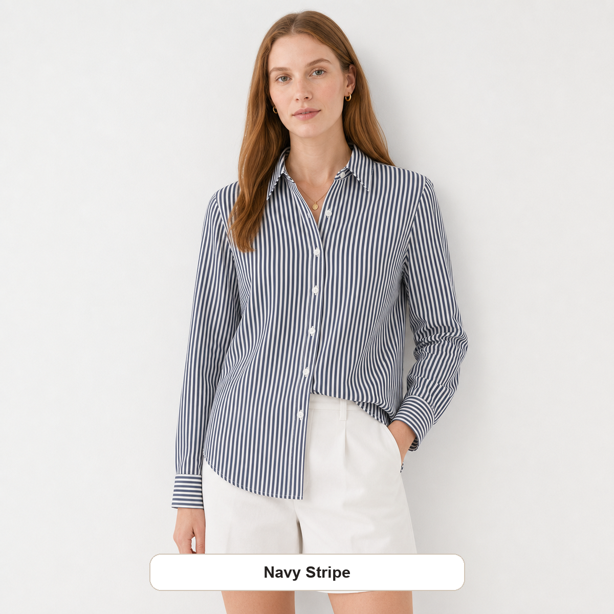 Women's Striped Button-Up Long Sleeve Shirt