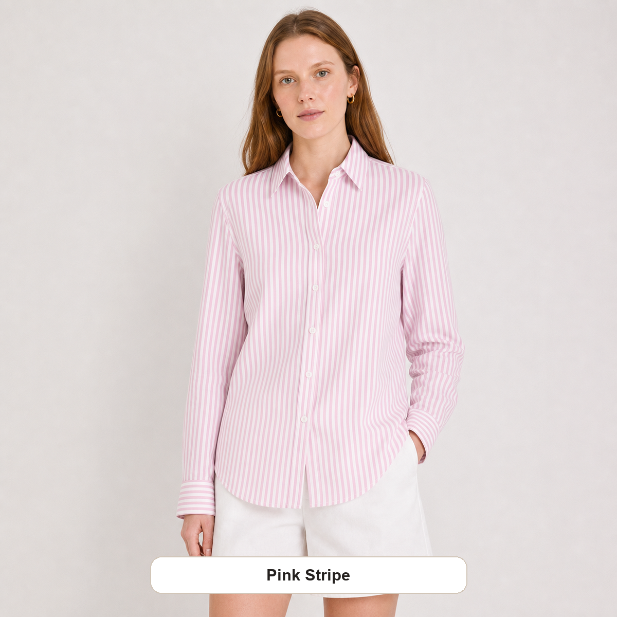 Women's Striped Button-Up Long Sleeve Shirt