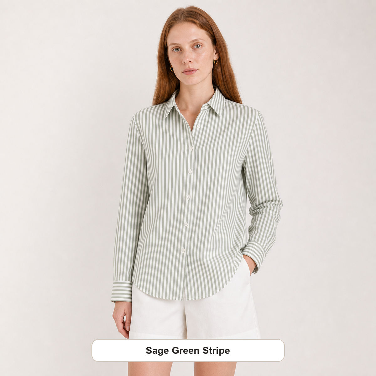 Women's Striped Button-Up Long Sleeve Shirt