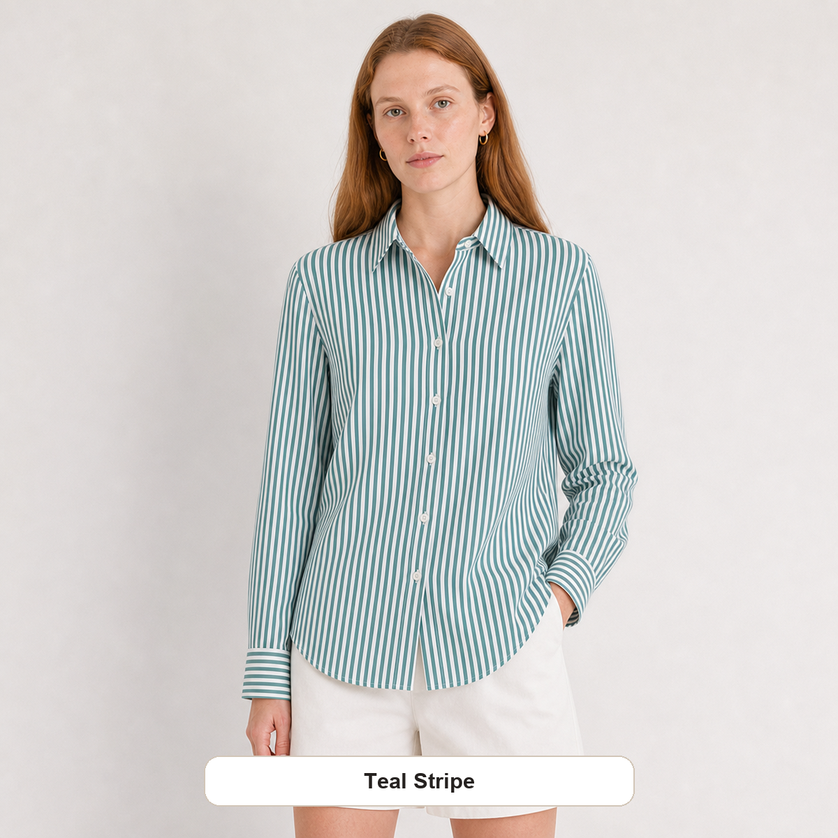 Women's Striped Button-Up Long Sleeve Shirt