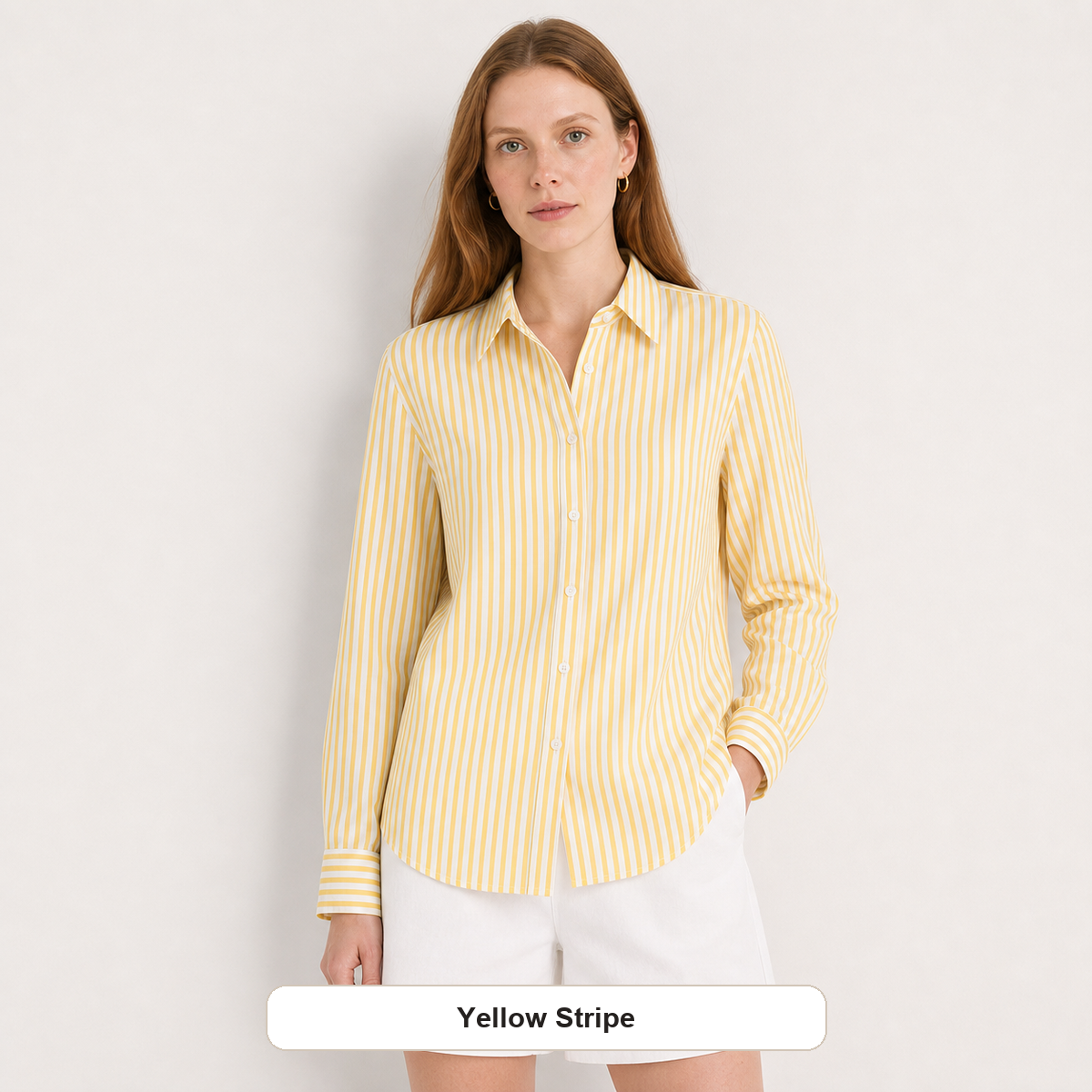 Women's Striped Button-Up Long Sleeve Shirt