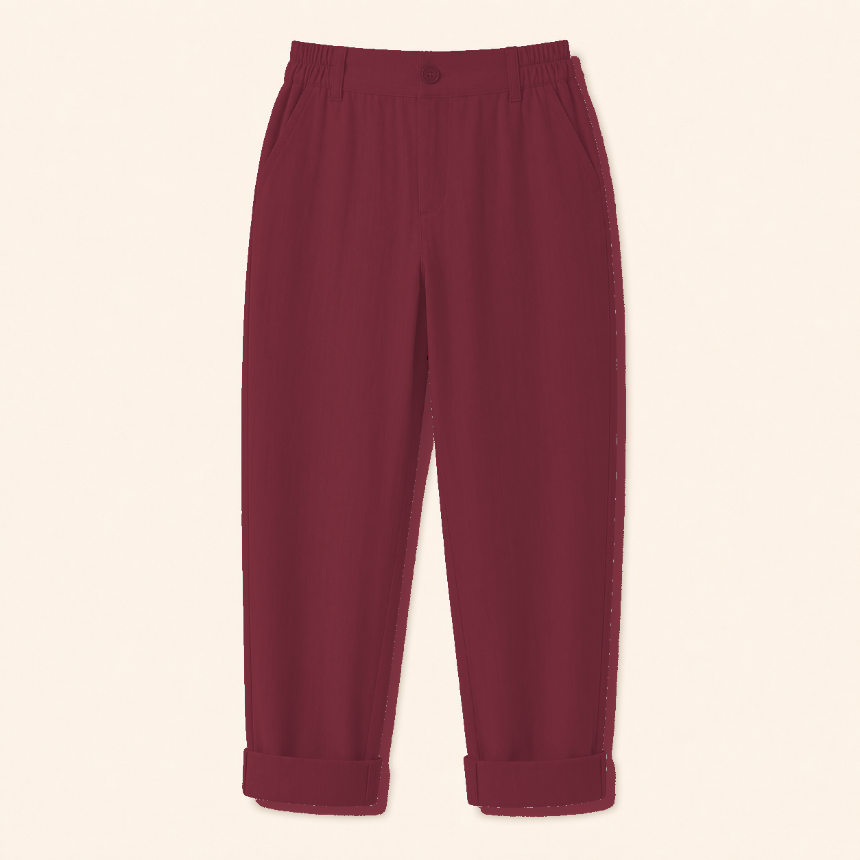 Women's Elastic Waist Cuffed Capri Pants