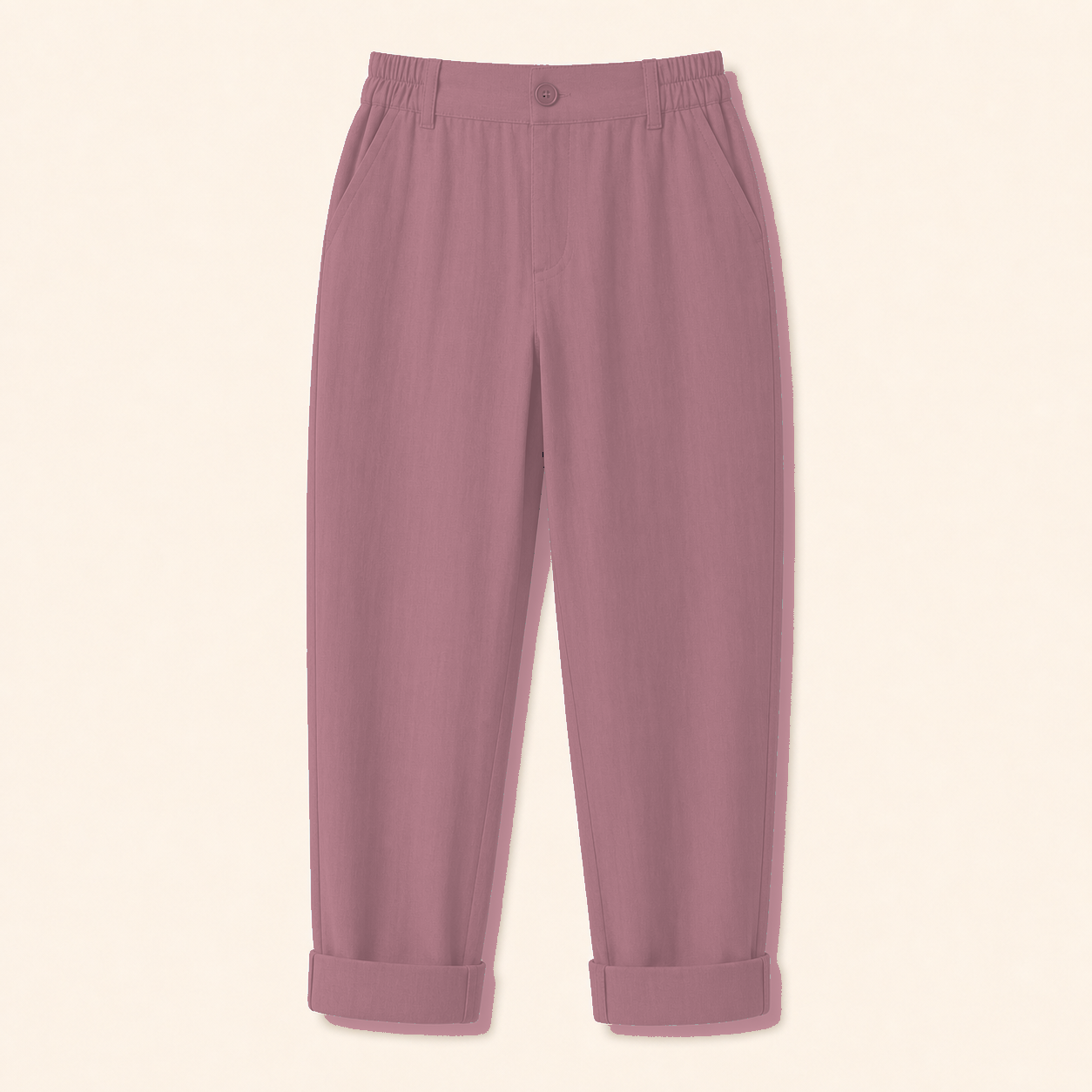 Women's Elastic Waist Cuffed Capri Pants