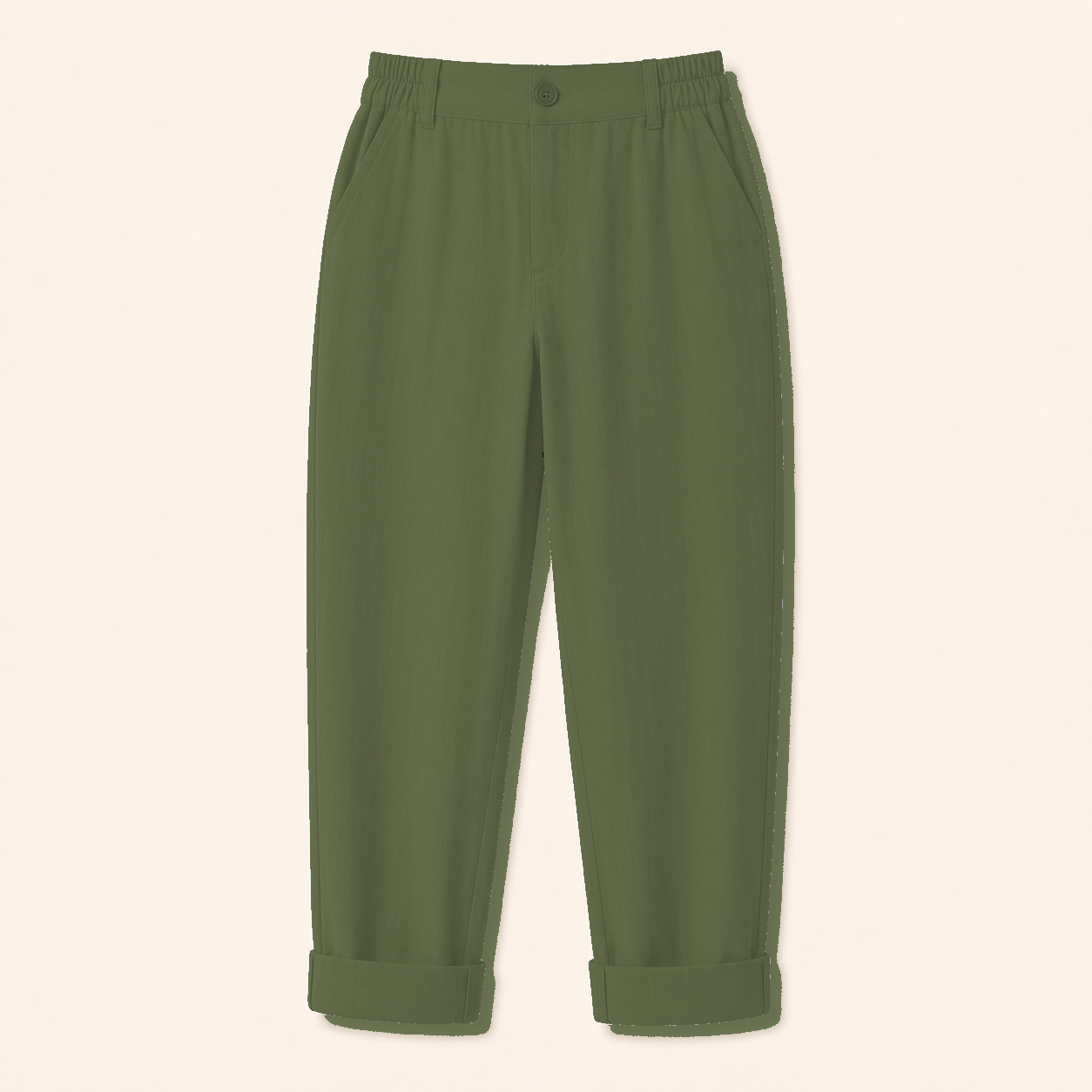 Women's Elastic Waist Cuffed Capri Pants