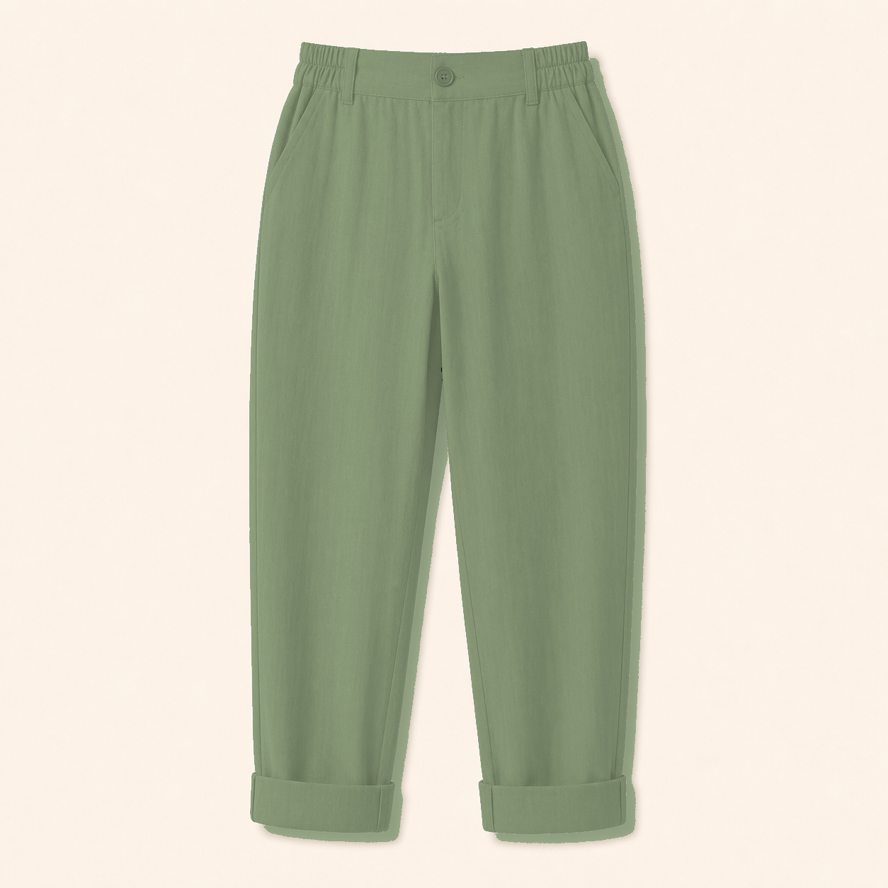 Women's Elastic Waist Cuffed Capri Pants