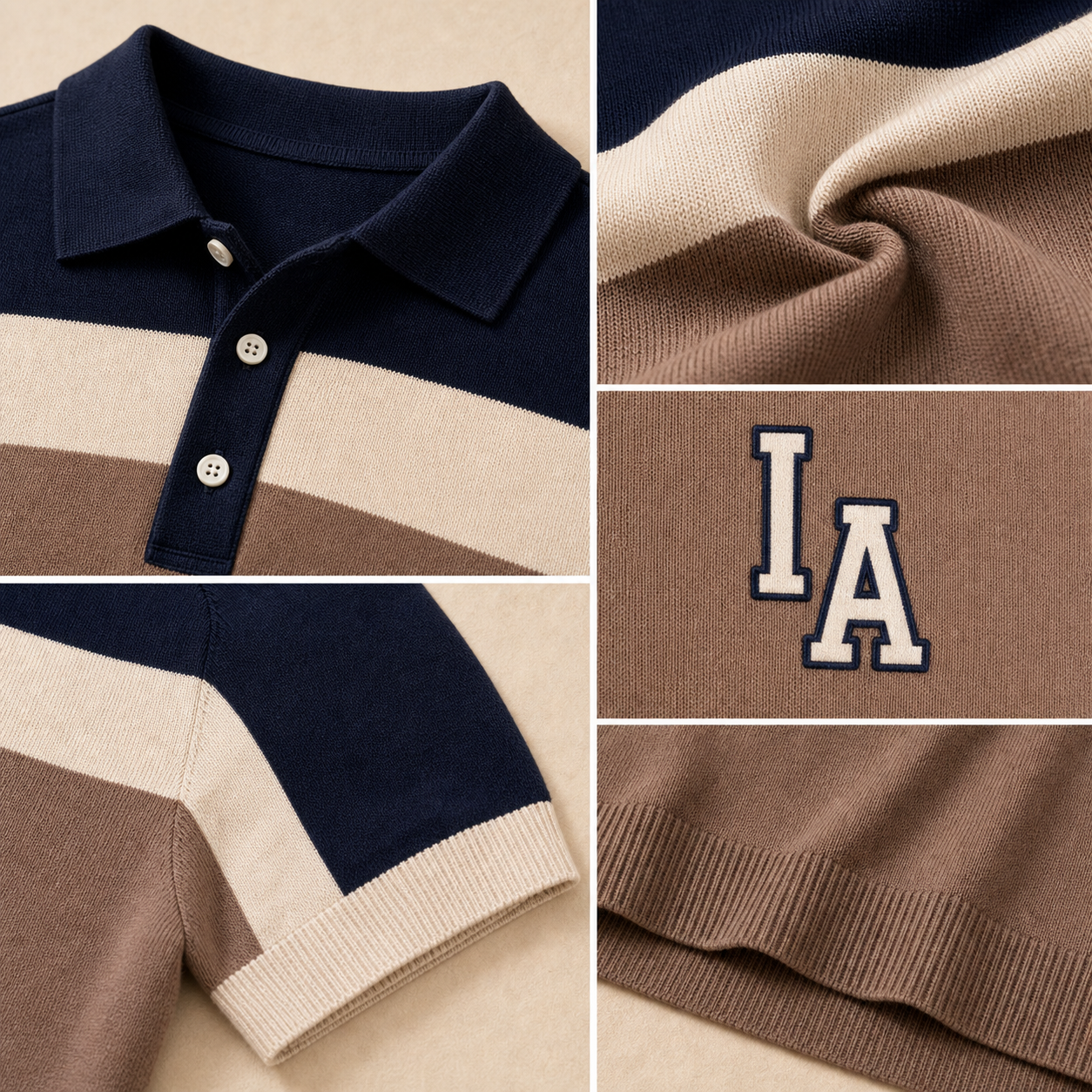 Men's Colorblock Knit Short Sleeve Polo Shirt