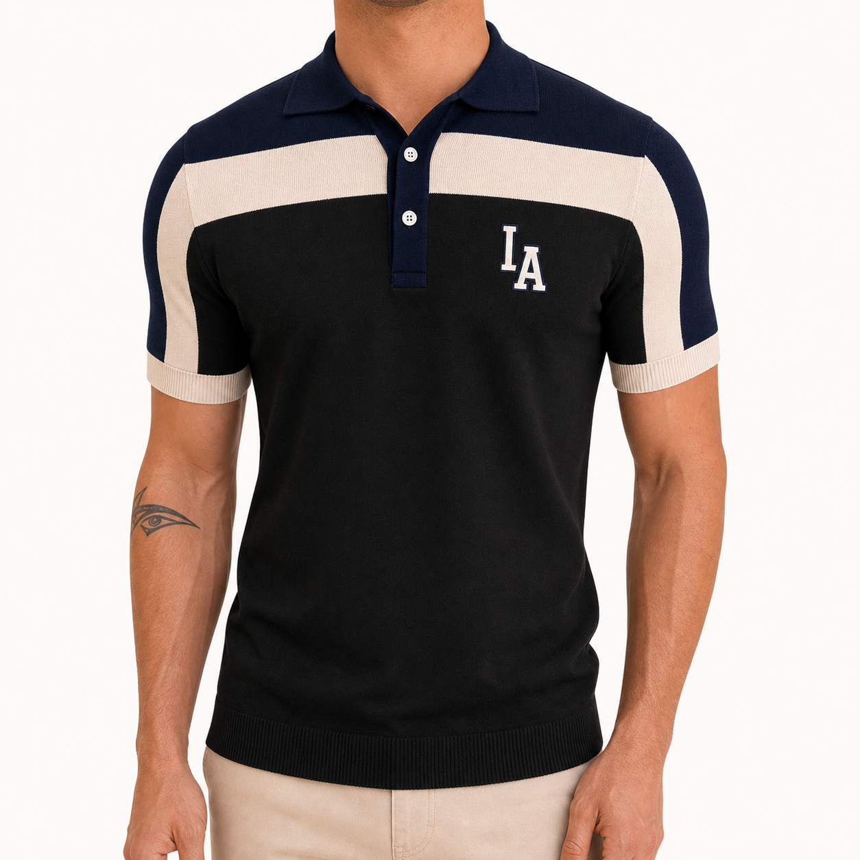 Men's Colorblock Knit Short Sleeve Polo Shirt