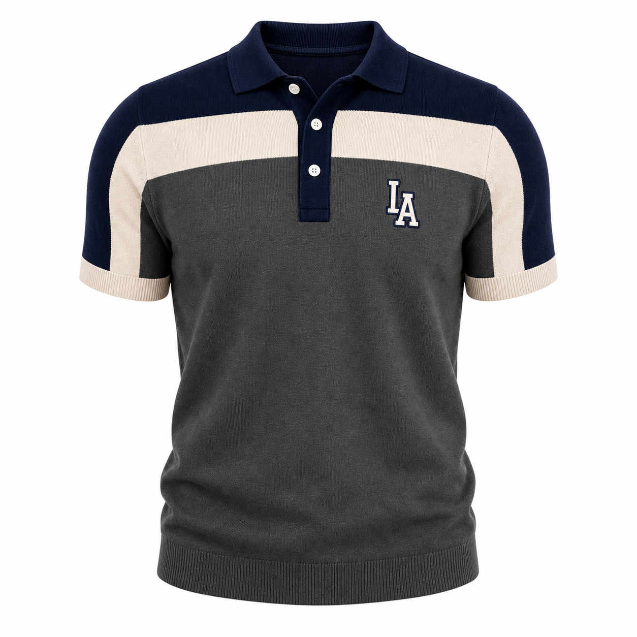 Men's Colorblock Knit Short Sleeve Polo Shirt