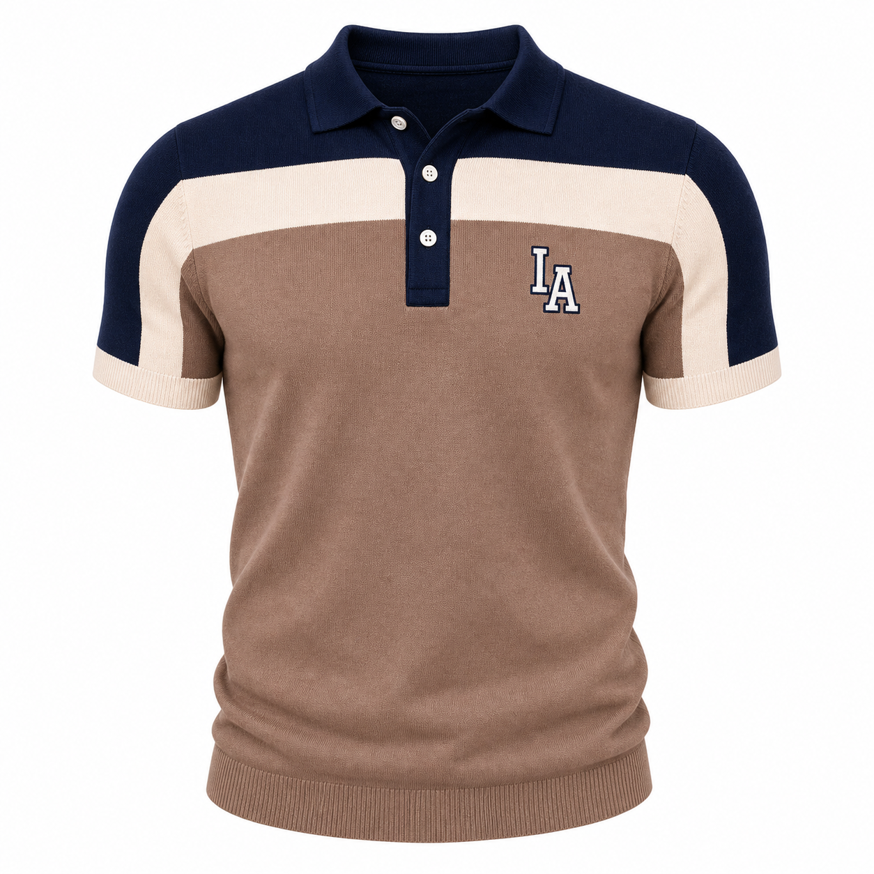 Men's Colorblock Knit Short Sleeve Polo Shirt