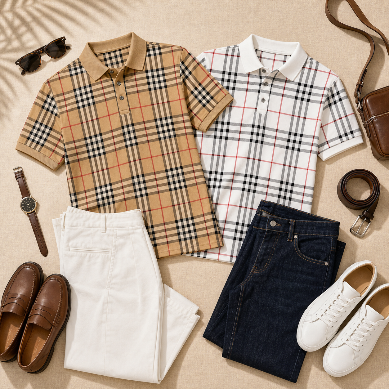 Men's and Women's Plaid Short Sleeve Polo Shirt