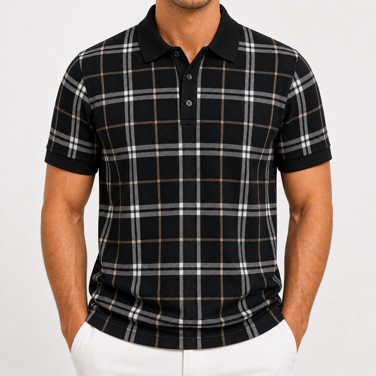 Men's and Women's Plaid Short Sleeve Polo Shirt