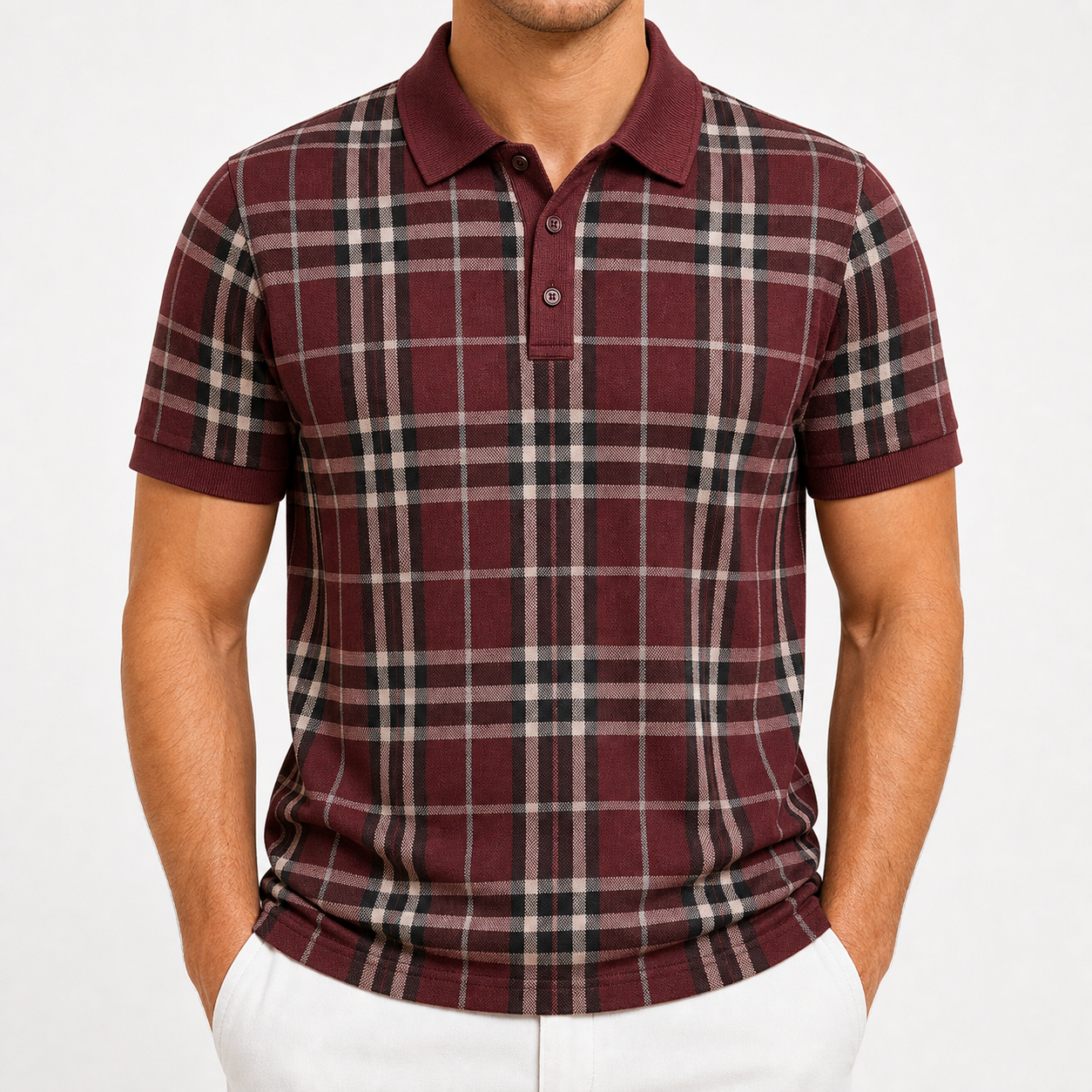 Men's and Women's Plaid Short Sleeve Polo Shirt