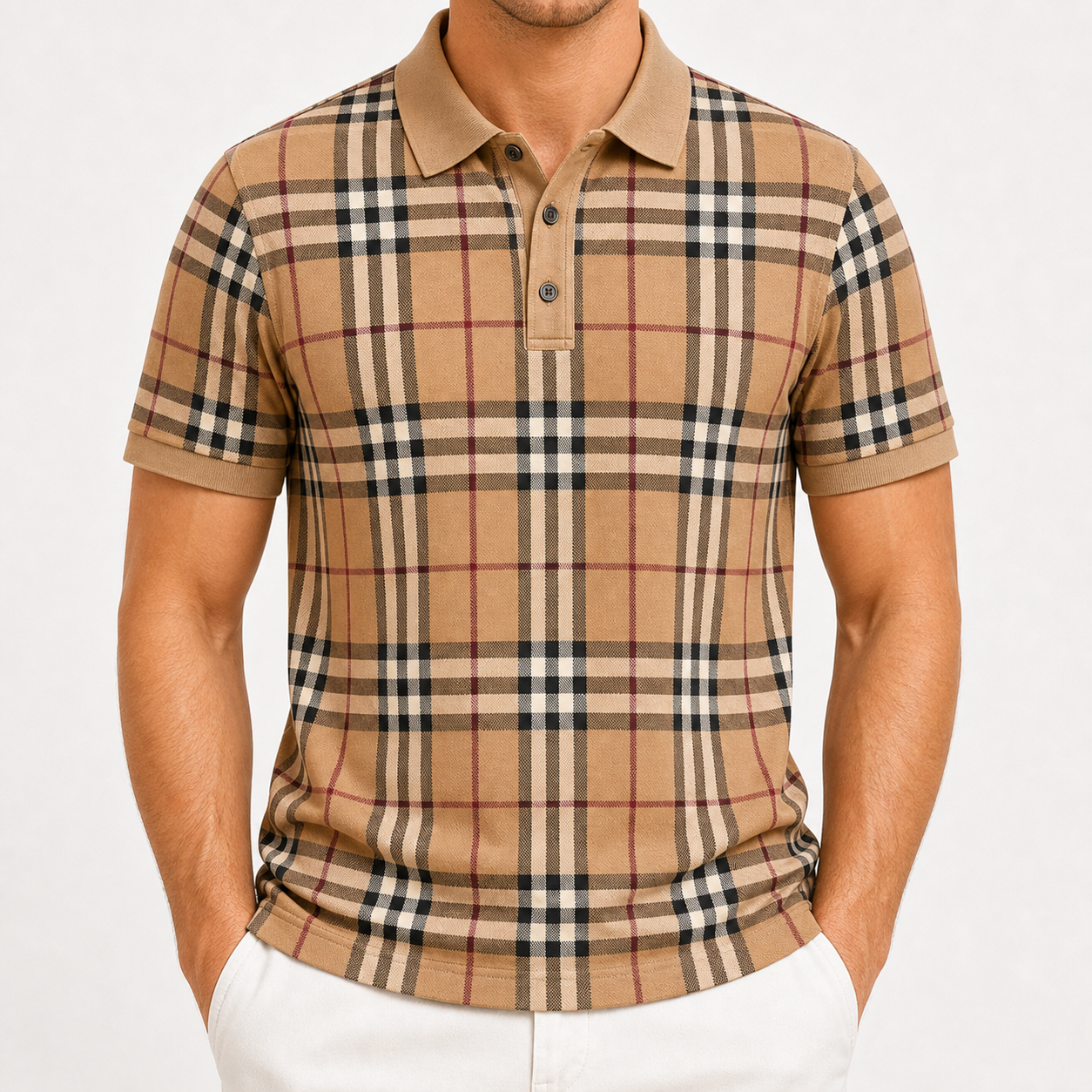 Men's and Women's Plaid Short Sleeve Polo Shirt