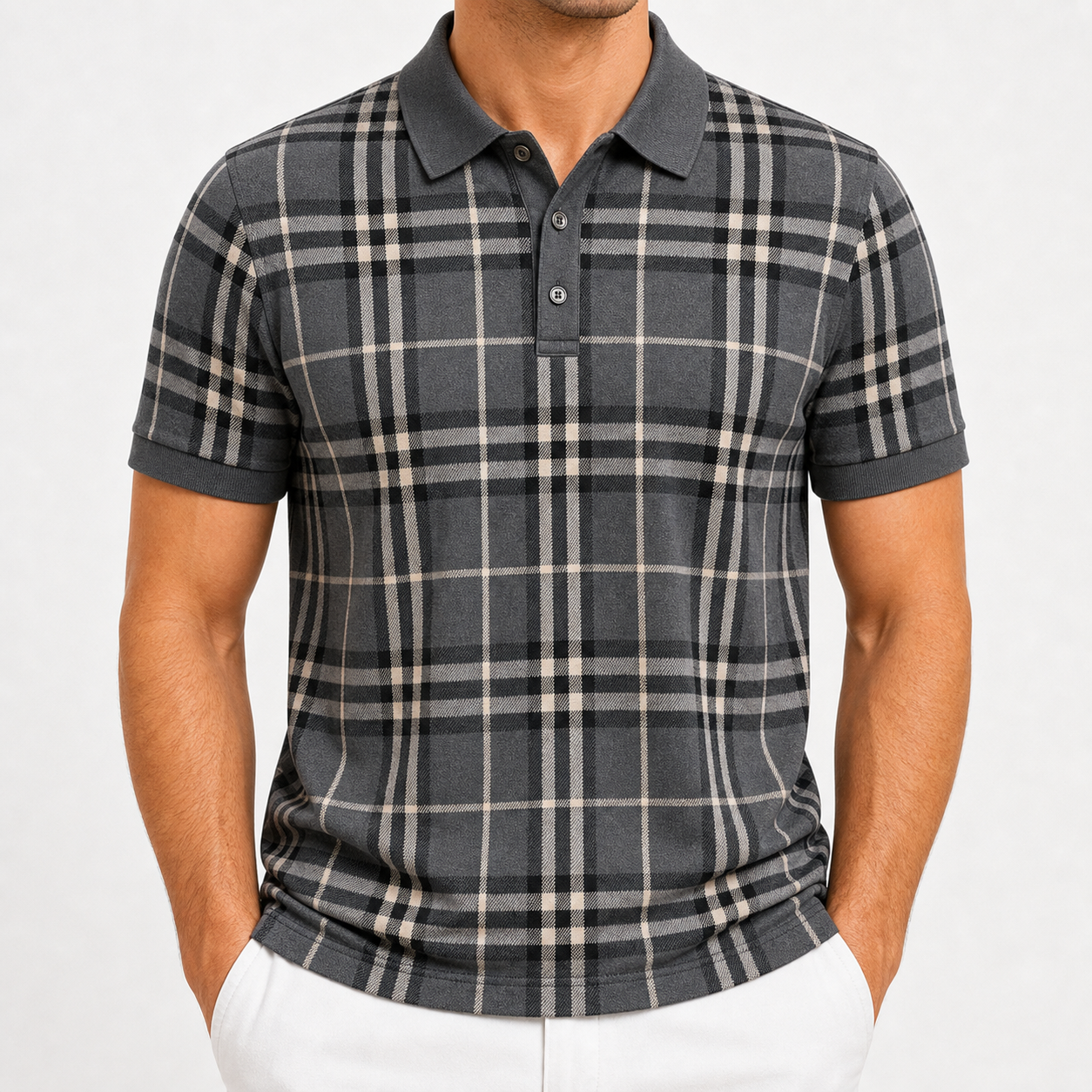Men's and Women's Plaid Short Sleeve Polo Shirt