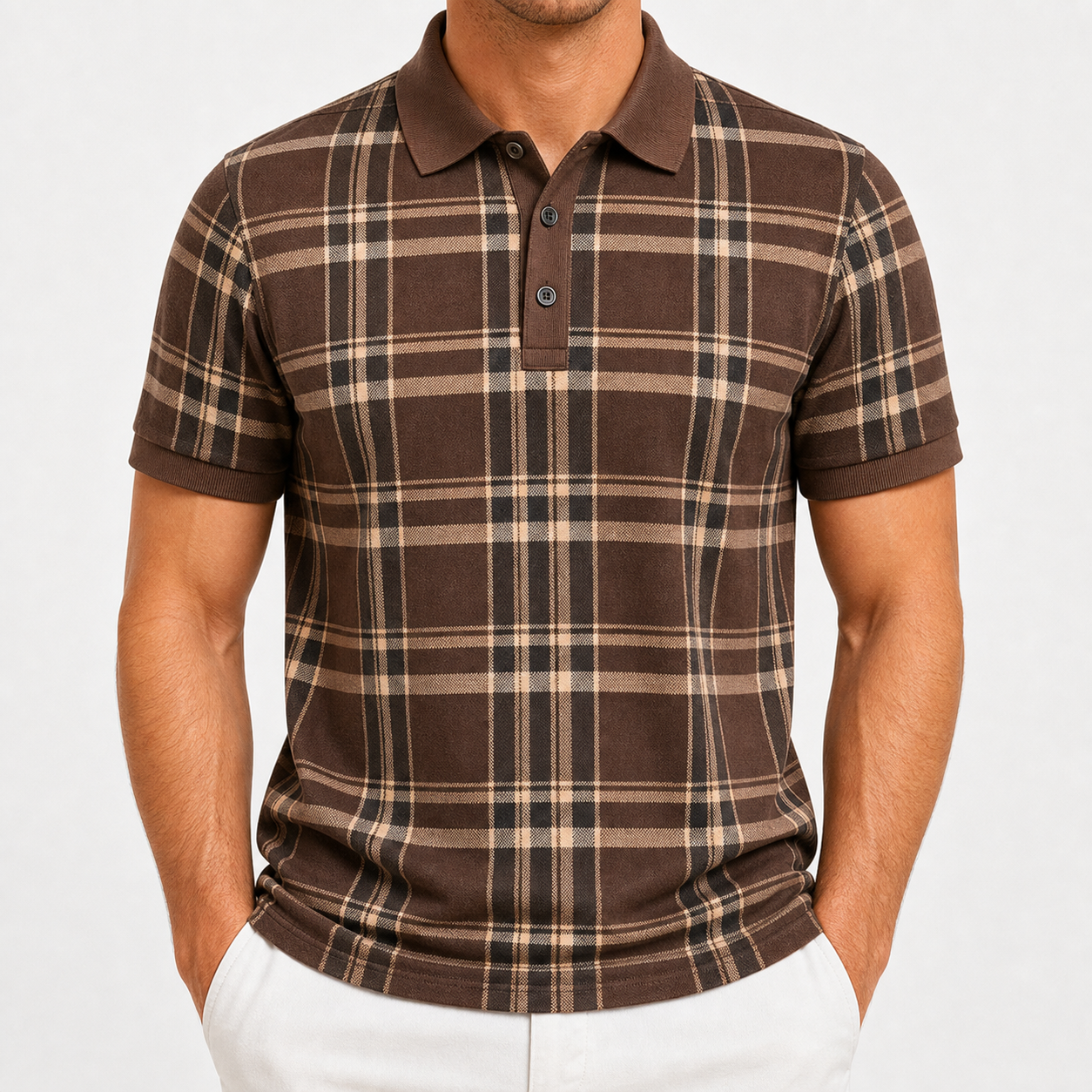 Men's and Women's Plaid Short Sleeve Polo Shirt