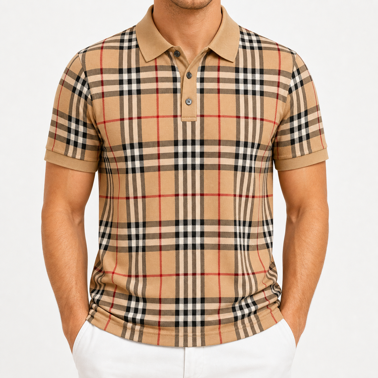 Men's and Women's Plaid Short Sleeve Polo Shirt