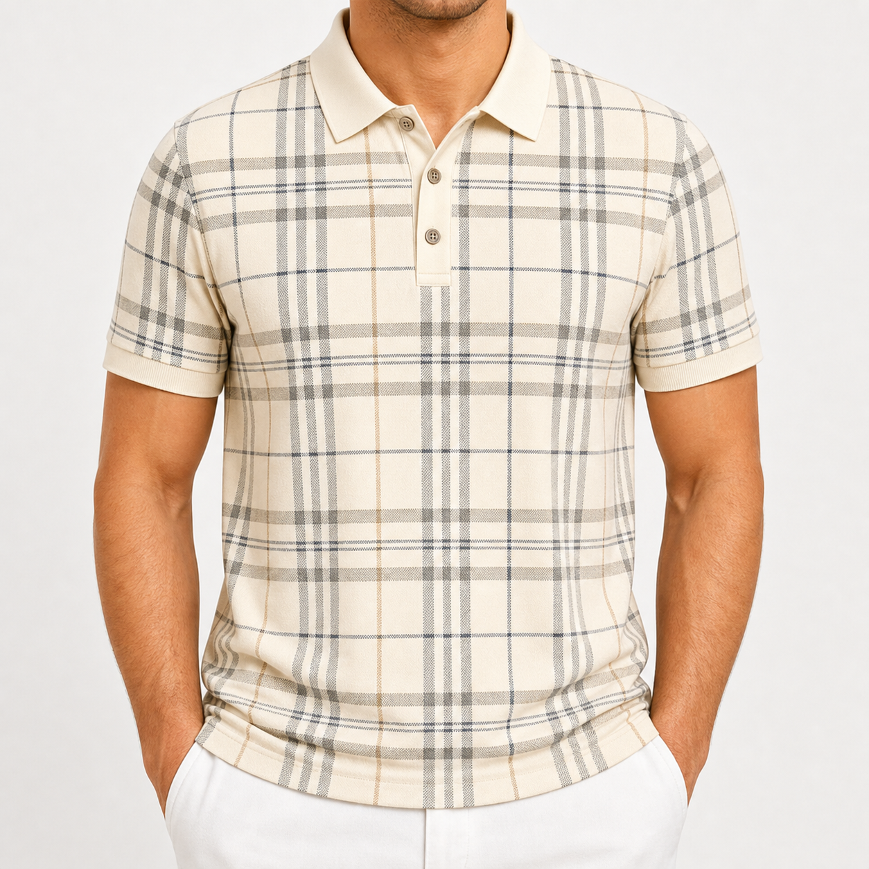 Men's and Women's Plaid Short Sleeve Polo Shirt