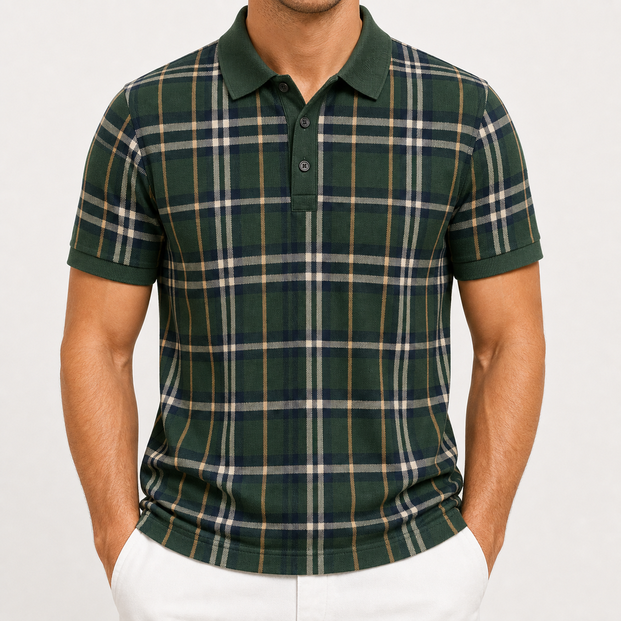 Men's and Women's Plaid Short Sleeve Polo Shirt