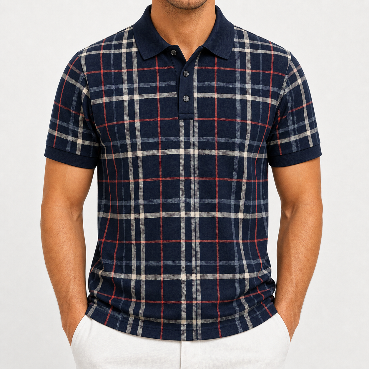 Men's and Women's Plaid Short Sleeve Polo Shirt