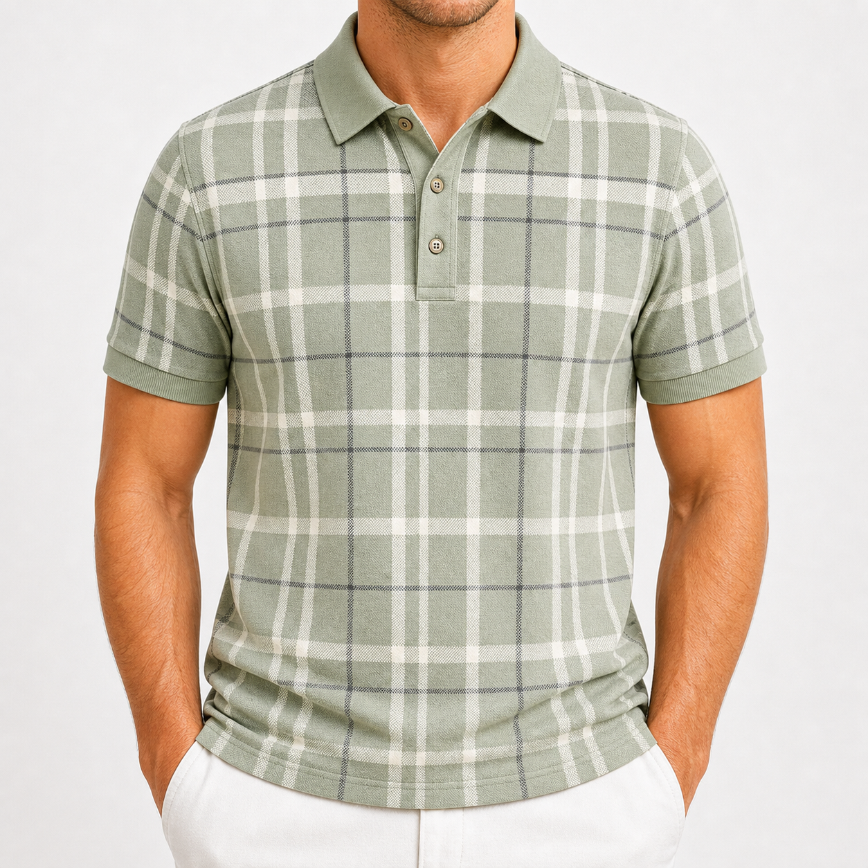 Men's and Women's Plaid Short Sleeve Polo Shirt