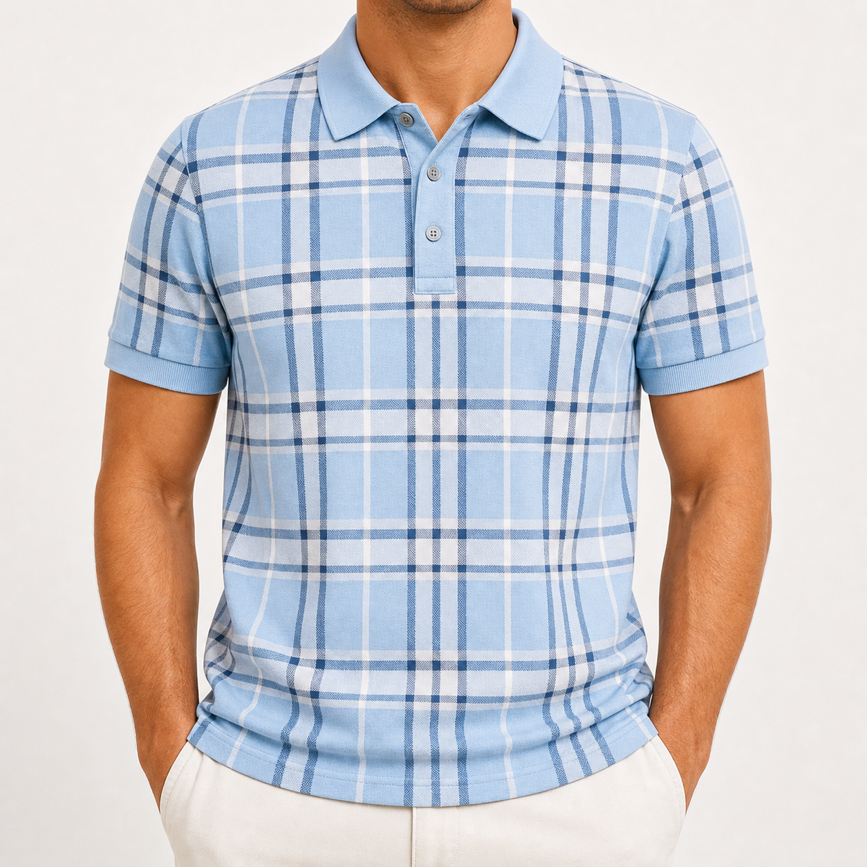 Men's and Women's Plaid Short Sleeve Polo Shirt