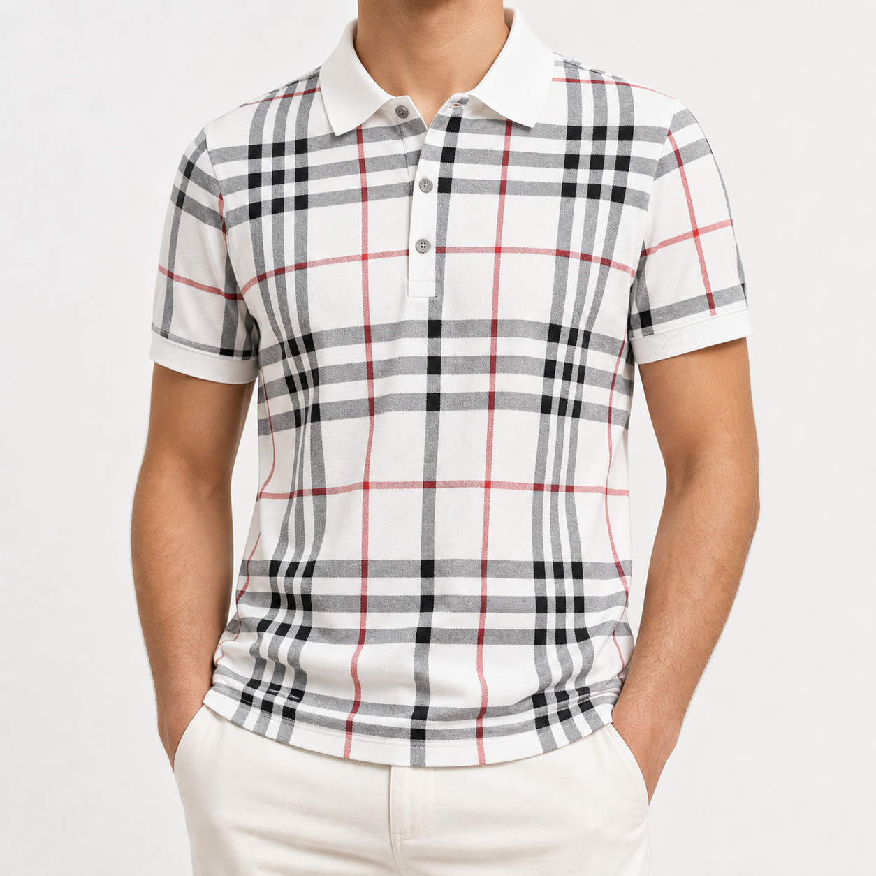 Men's and Women's Plaid Short Sleeve Polo Shirt