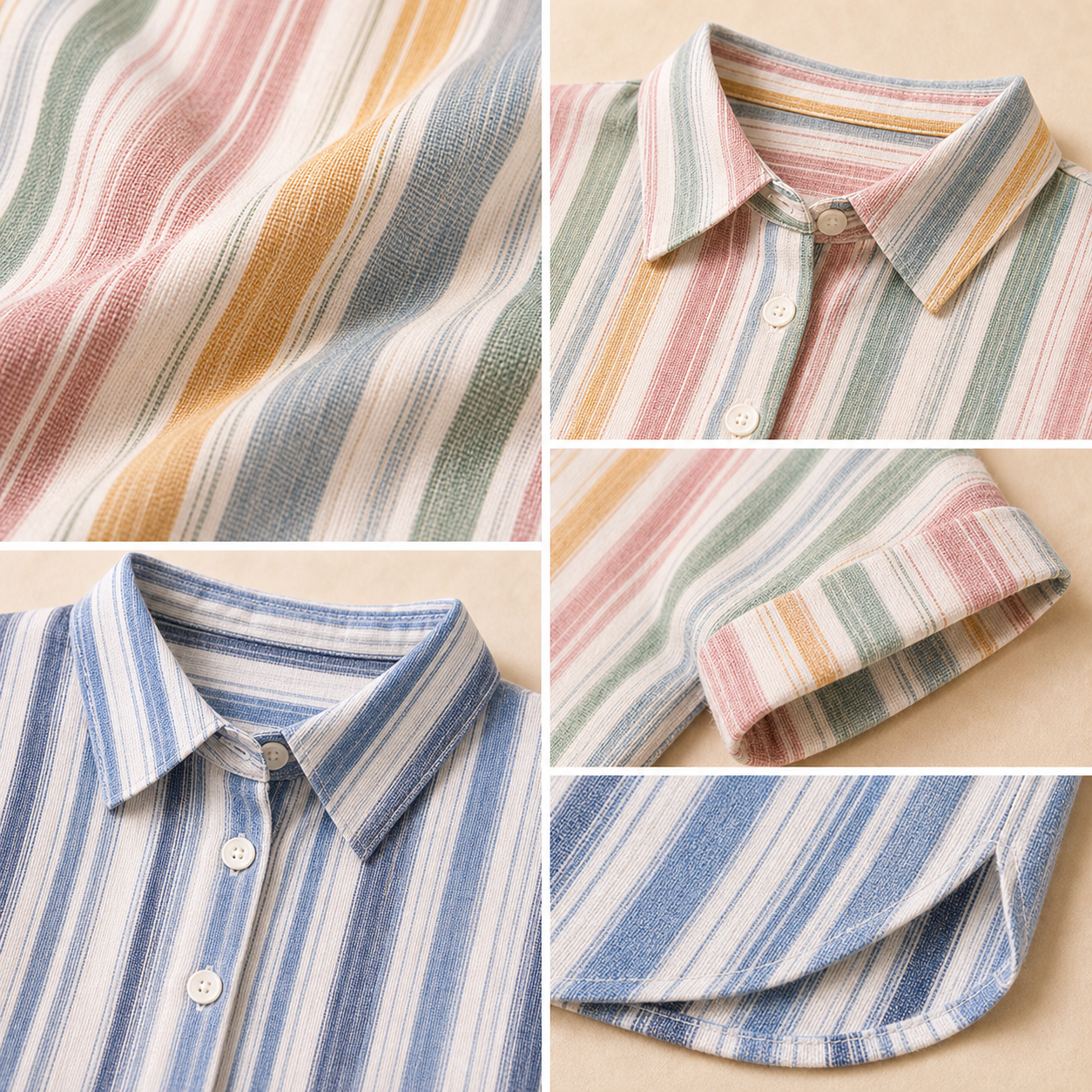 Women's Striped Short Sleeve Button-Up Shirt