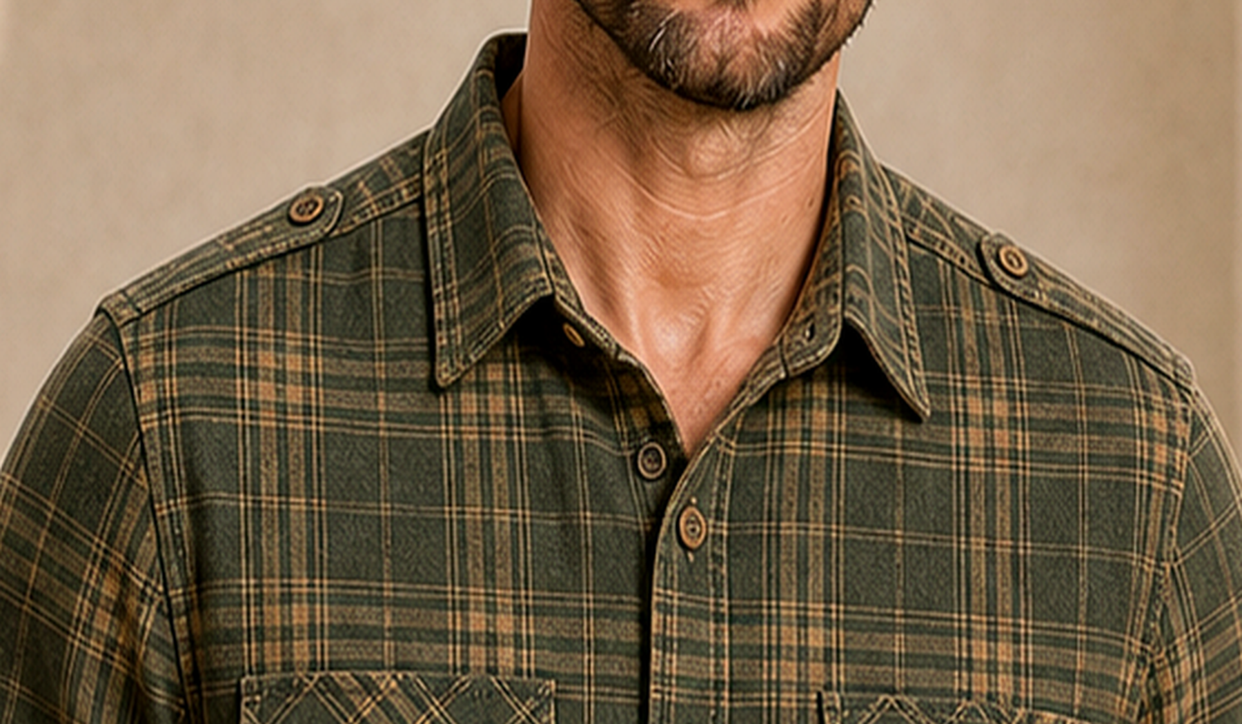 Men's Plaid Short Sleeve Utility Button-Up Shirt