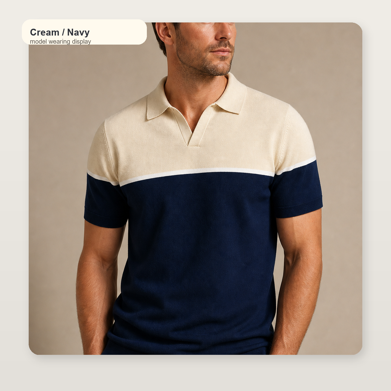 Men's Colorblock Knit Short Sleeve Polo Shirt