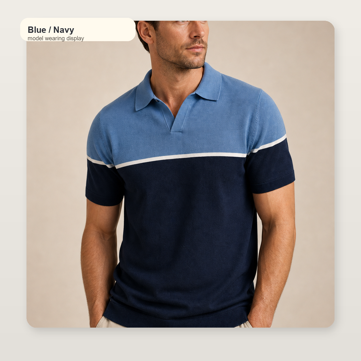 Men's Colorblock Knit Short Sleeve Polo Shirt