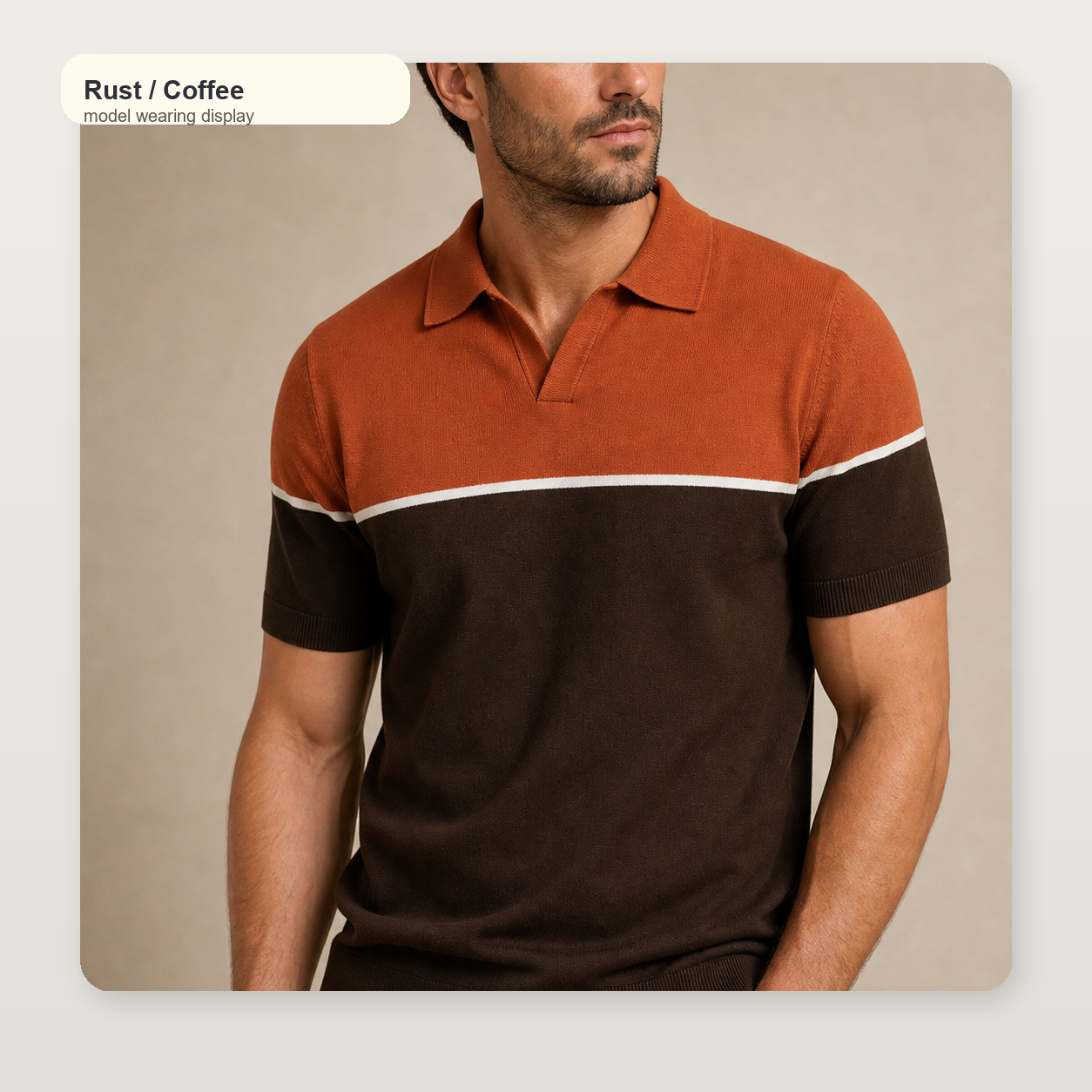 Men's Colorblock Knit Short Sleeve Polo Shirt