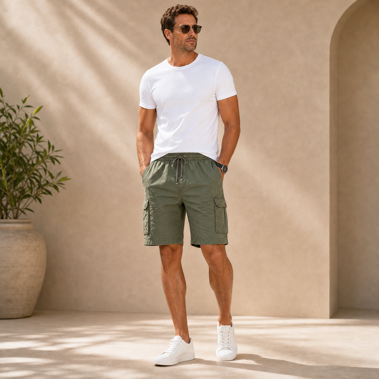 Men's Lightweight Drawstring Cargo Shorts